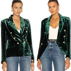New Rachel Zoe Double Breasted Velvet Gold Mustard Blazer NWT Size X-Small